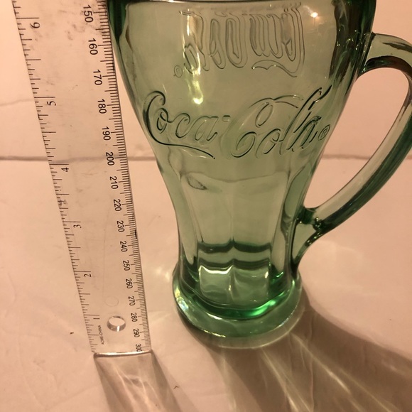 Vintage Dining Libbey Coca-Cola 14.5 Oz Genuine Green Glass Mug Vintage Handle - Picture 3 of 8